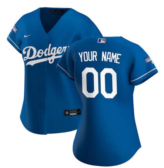 Custom Women Los Angeles Dodgers Nike Royal 2020 World Series Champions Alternate Custom MLB Jersey->customized mlb jersey->Custom Jersey